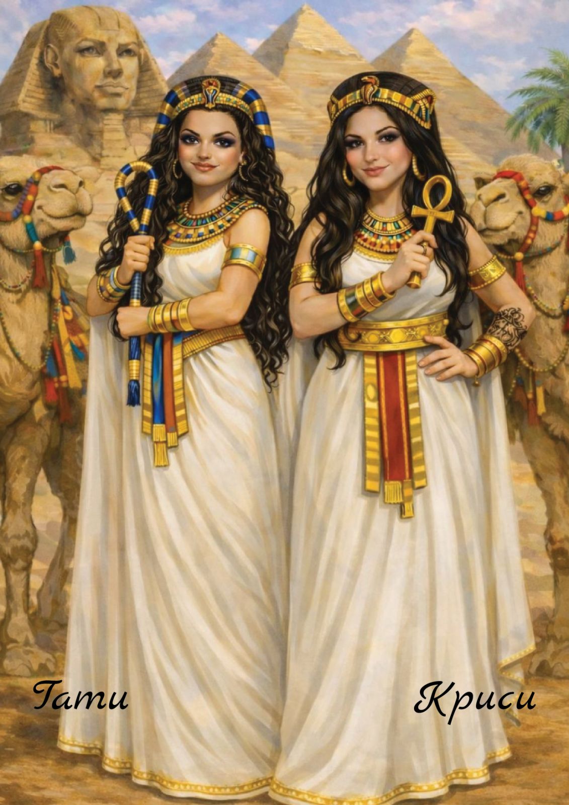 Egyptian-themed caricature inspired by ancient mythology.