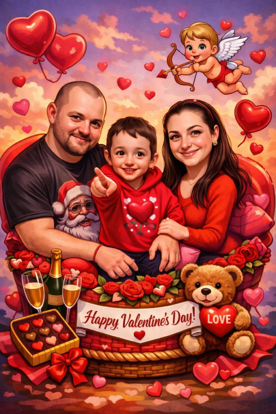 Romantic Valentine's Day caricature